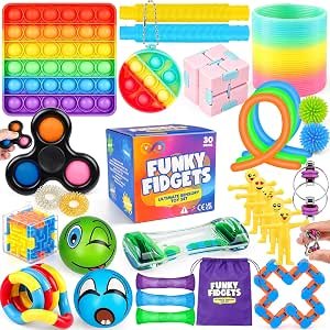 Colourful fidget and pop toys